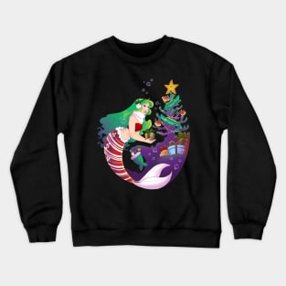 Mermaid Christmas no background Crewneck Sweatshirt